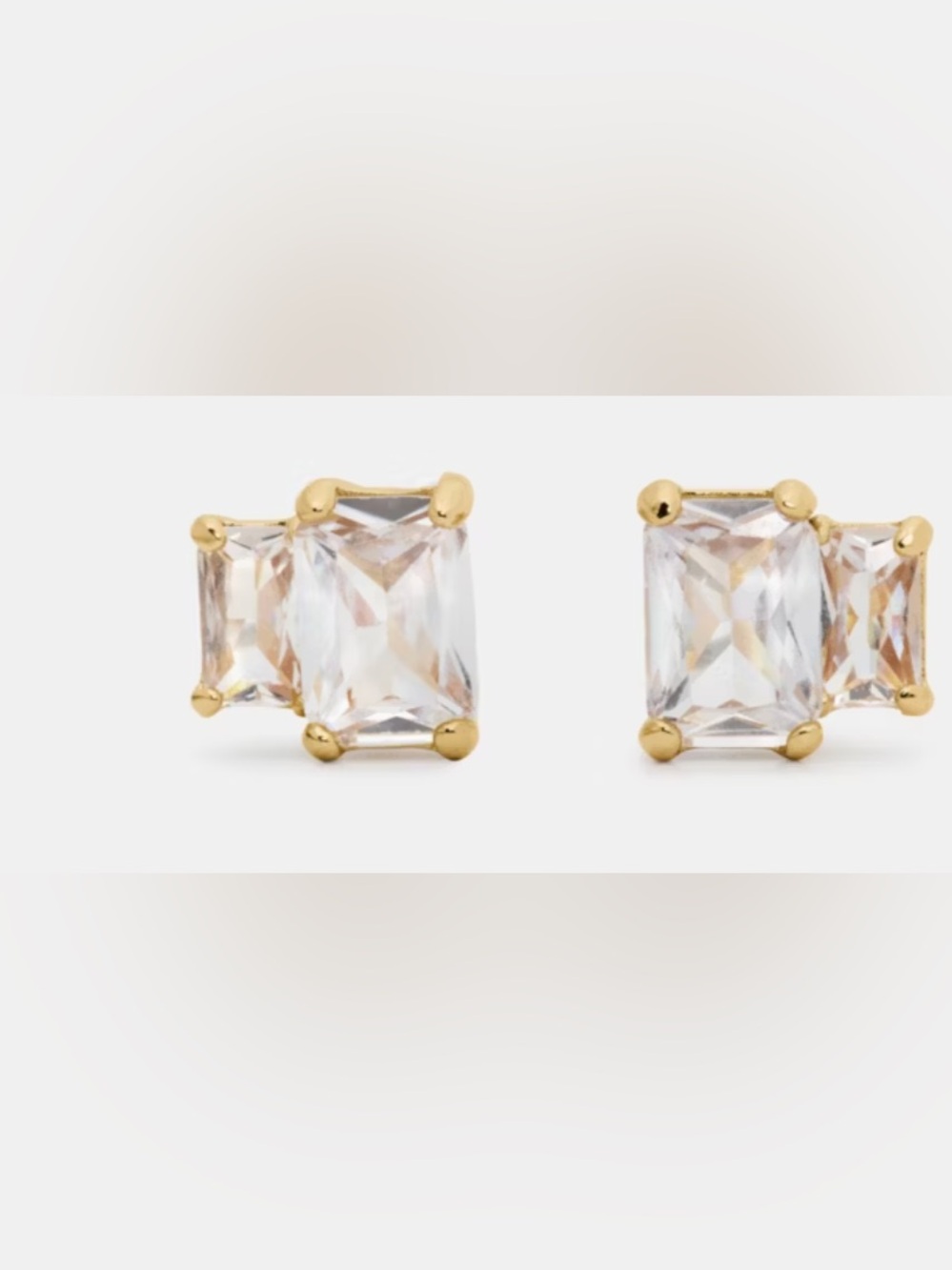 NWT Kate Spade Glitz Crystal Stud Earrings Gold Clear Cubic Zirconia